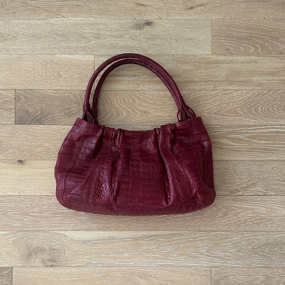 Nancy Gonzalez Burgundy Crocodile Shoulder Bag